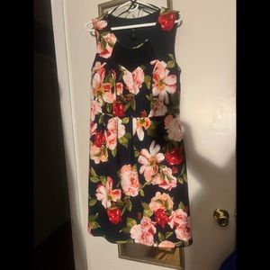 Floral navy blue dress